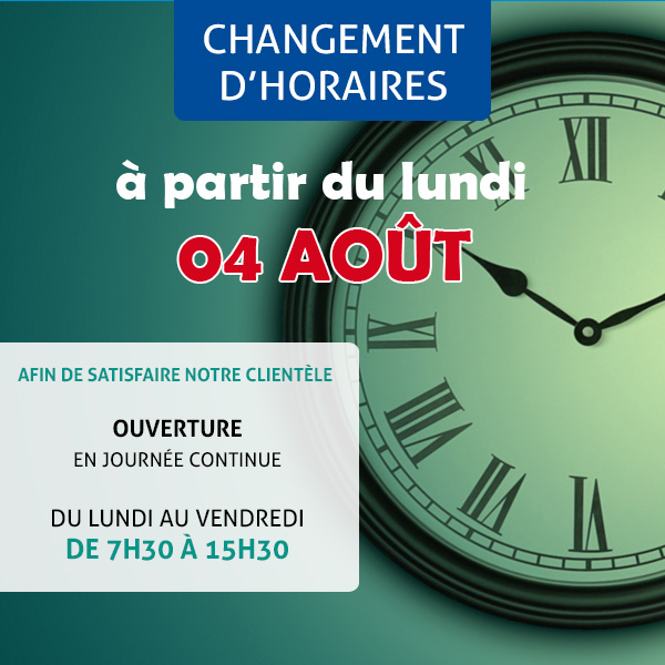 Changement d'horaires